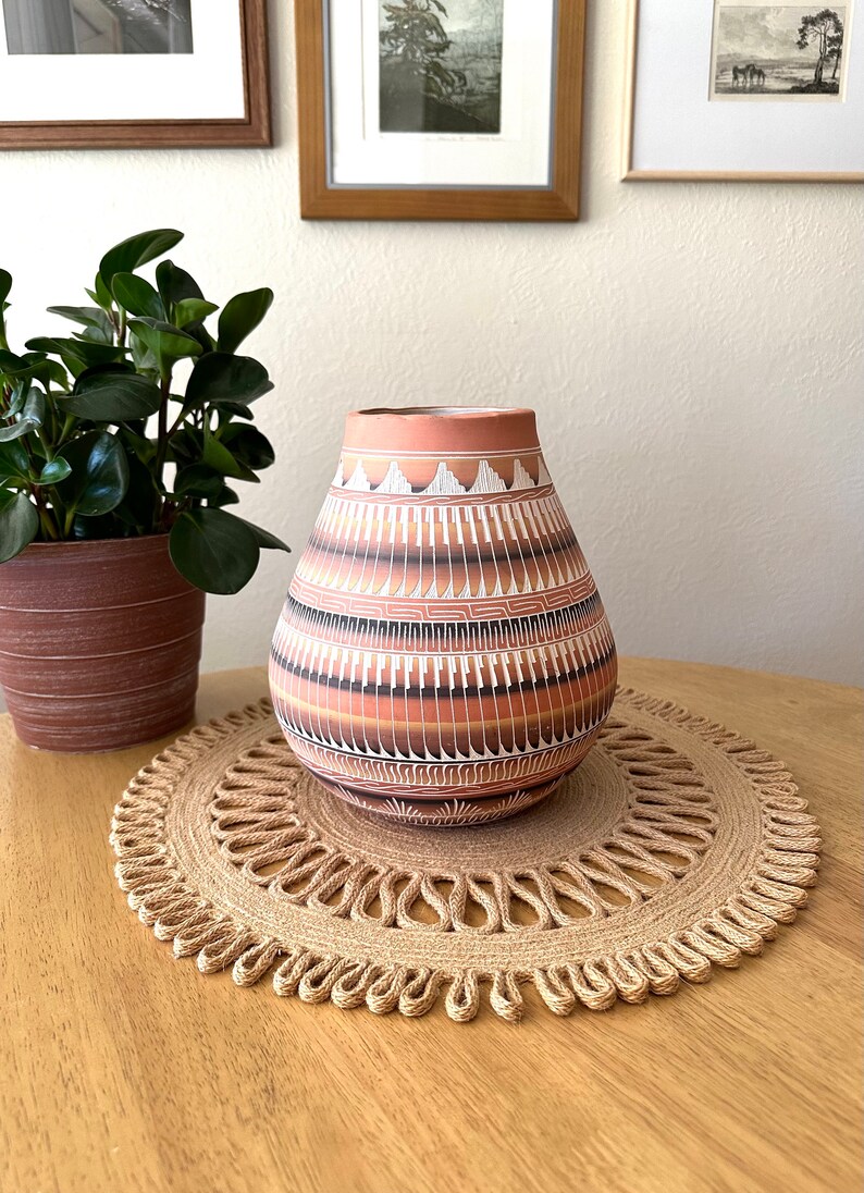 Navajo Pottery Vase Native American Pottery Vase Pink Clay Vase Southwestern Style Decor image 1