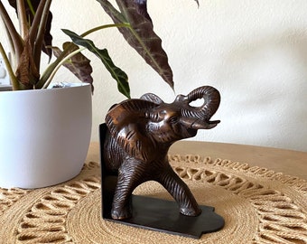 Metal Elephant Bookend / Elephant Statue / Animal Decor