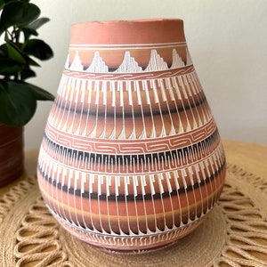 Navajo Pottery Vase Native American Pottery Vase Pink Clay Vase Southwestern Style Decor image 4