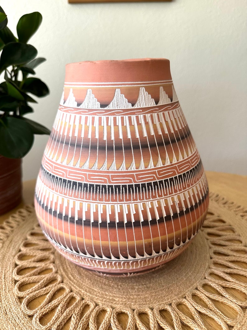 Navajo Pottery Vase Native American Pottery Vase Pink Clay Vase Southwestern Style Decor image 4