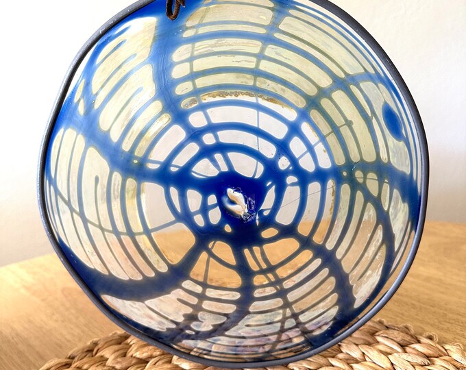 Glass Sun Catcher Round Glass Window Art Blown Glass Art Blue Etsy