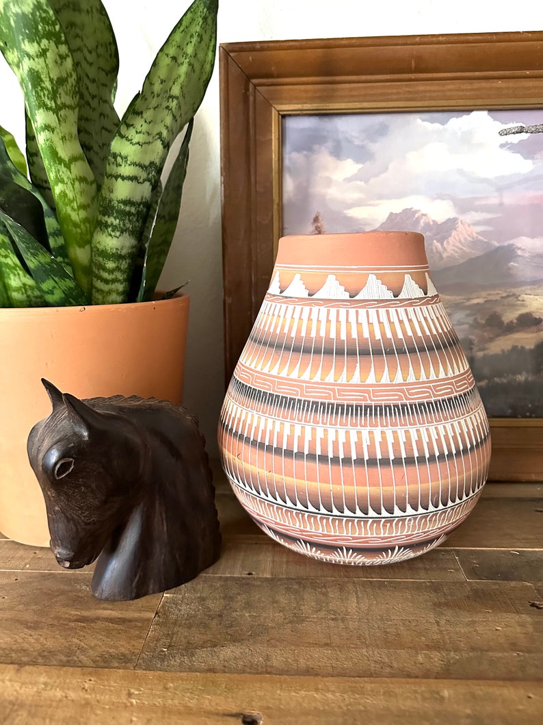 Navajo Pottery Vase Native American Pottery Vase Pink Clay Vase Southwestern Style Decor image 2