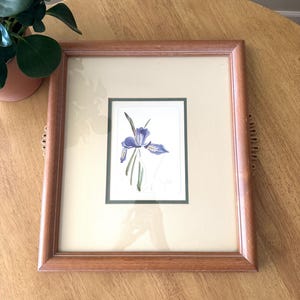 Purple Iris Painting Flower Watercolor Painting Iris Flower Art Vintage Wall Decor