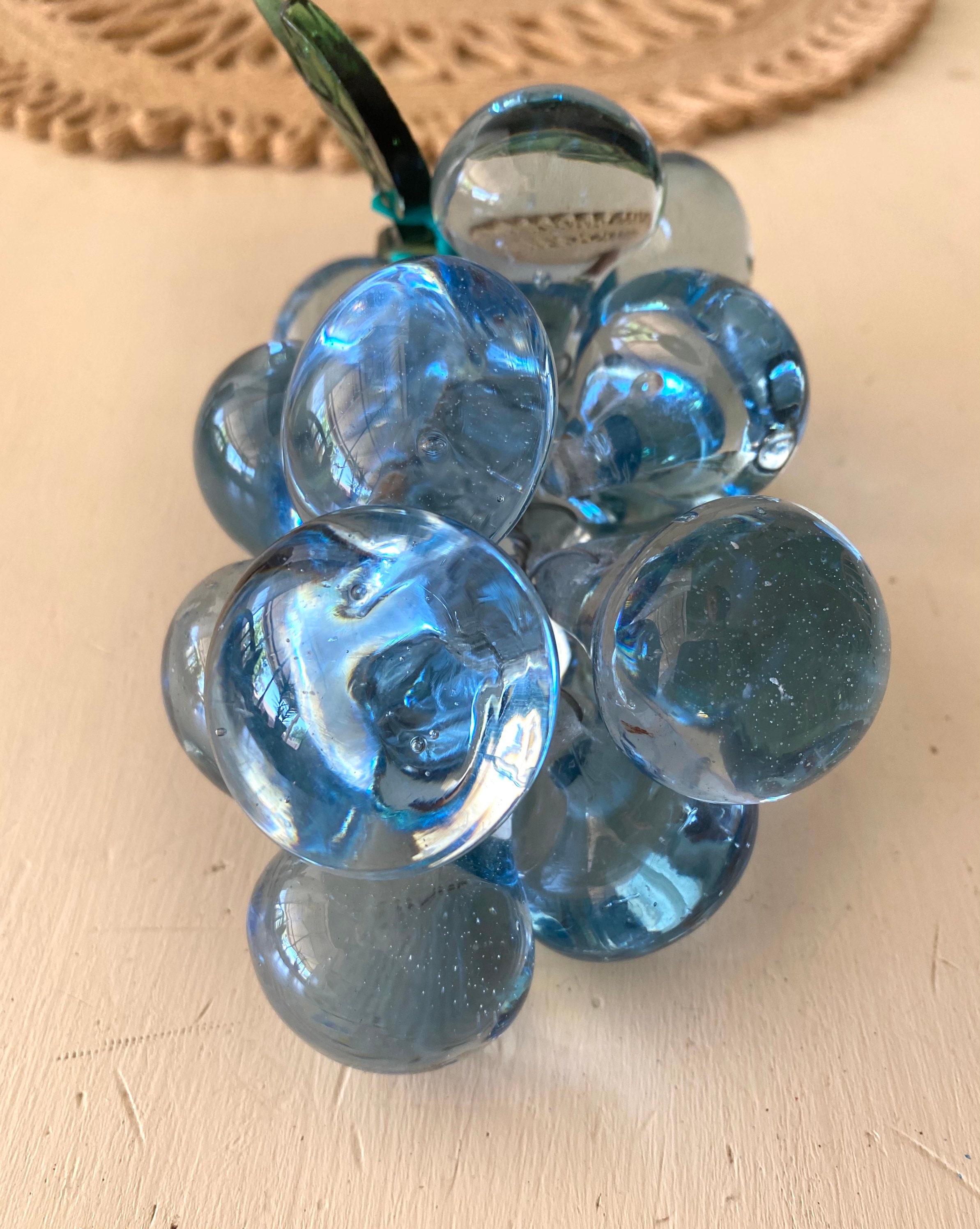 Blue Glass Grapes / Glass Fruit / Vintage Table Decor Etsy