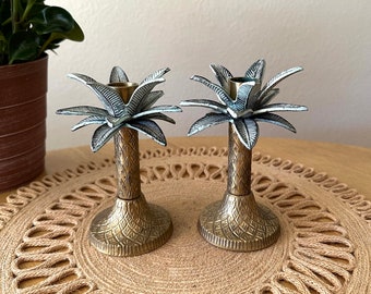 Palm Tree Candle Holders Coastal Style Decor Palm Tree Candlesticks Table Centerpiece