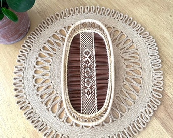 Woven Tray Oval Tray Decorative Tray Boho Home Decor Coffee Table Decor