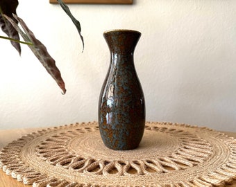 Speckled Ceramic Vase / Blue Spotted Bud Vase / Table Centerpiece