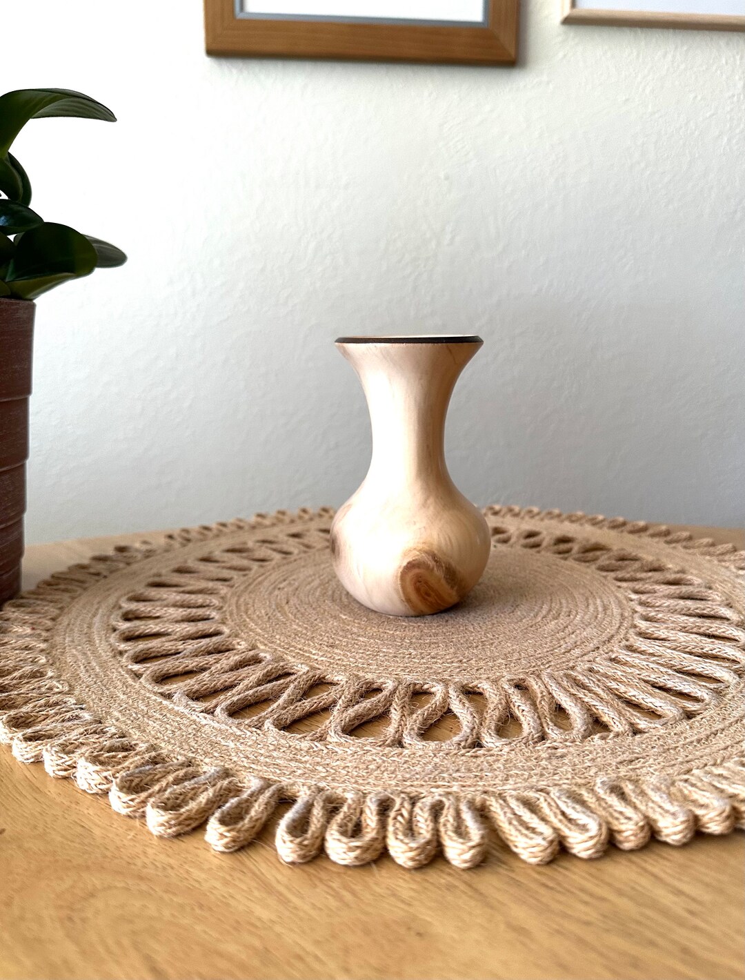 Small Wood Vase Handmade Wooden Vase Blond Wood Bud Vase Natural Wood