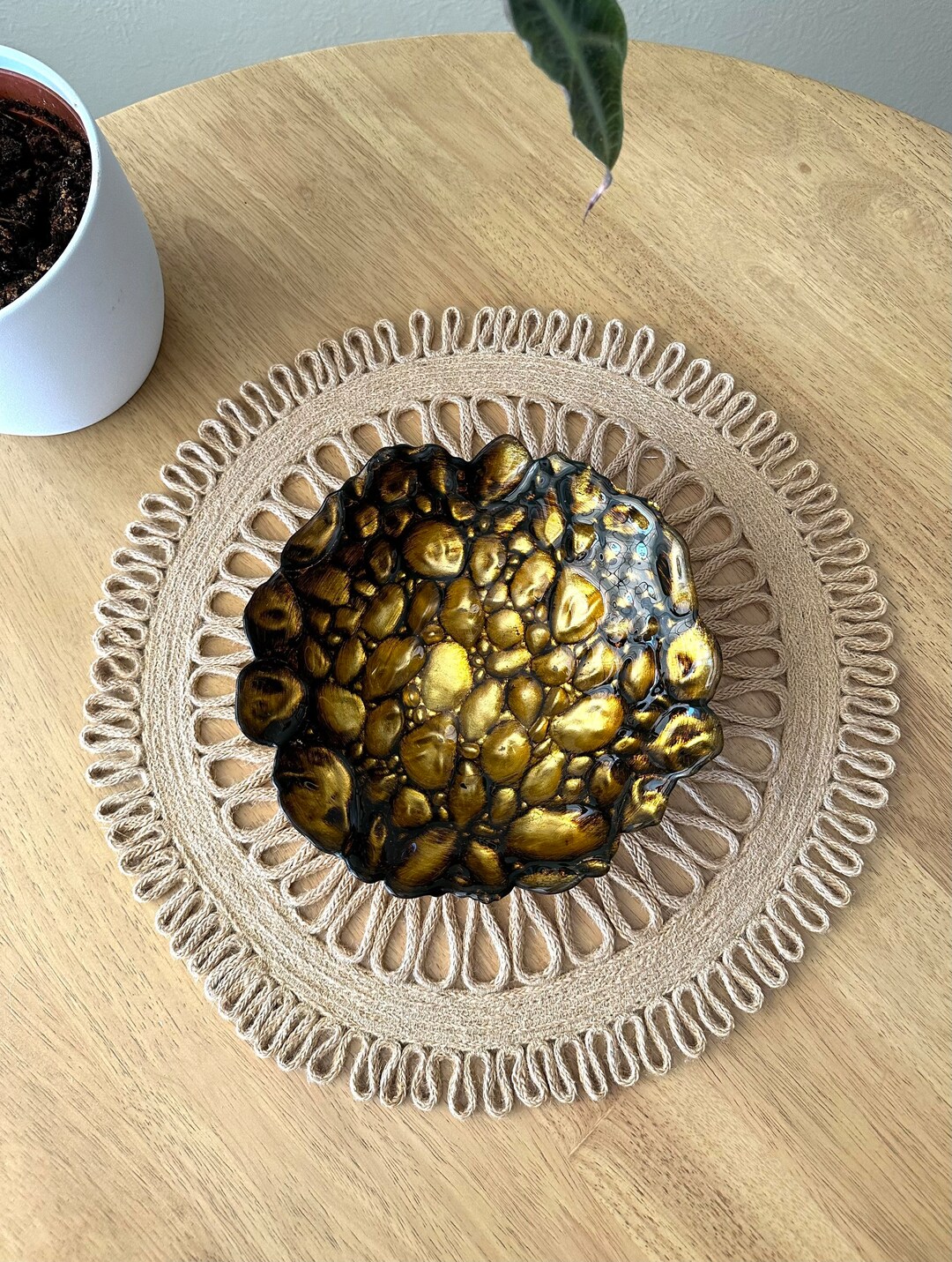 Gold Bowl Decorative Bowl Dining Room Decor Coffee Table Decor Gift for ...