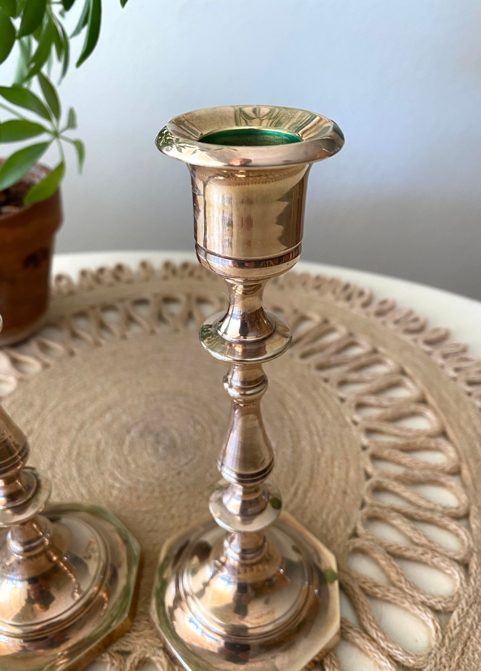 Brass Candlestick Pair / Brass Table Decor / Table Etsy