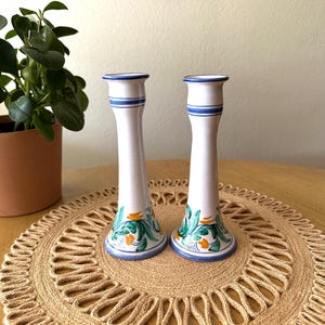 Floral Candle Holders Cottage Style Ceramic Candlesticks Vintage Table Decor