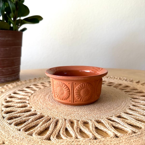 Terra Cotta Bowl Southwestern Style Bowl Small Ceramic Daisy Bowl Dip Bowl