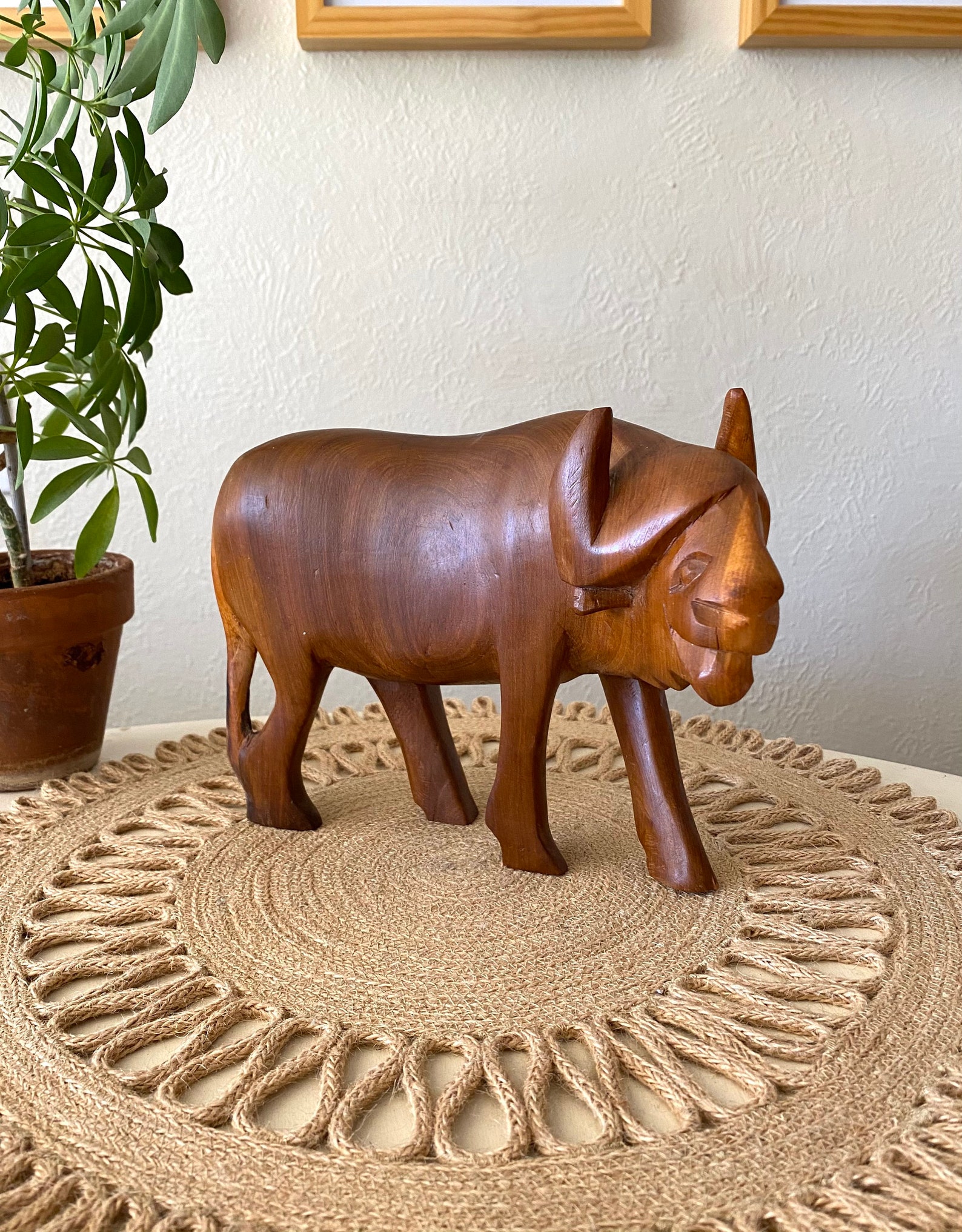 Wood Water Buffalo Statue / Wildebeest Statue / Wood Animal / Etsy