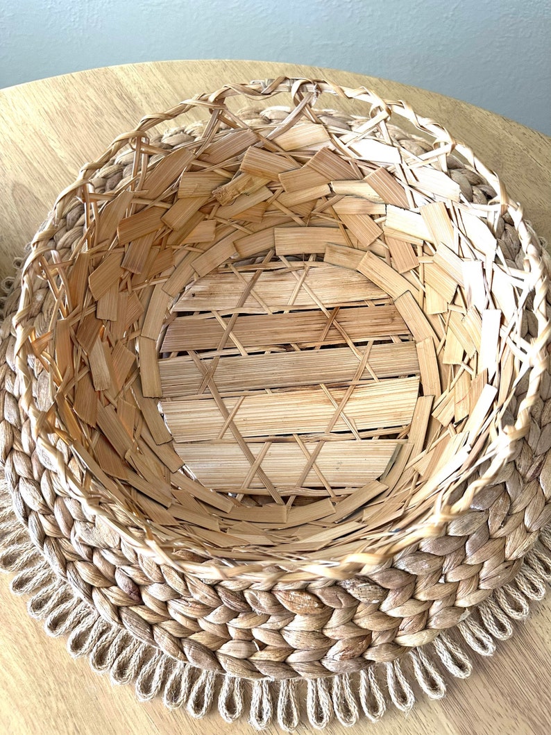 Decorative Basket Woven Basket Farmhouse Style Neutral Home Decor image 8