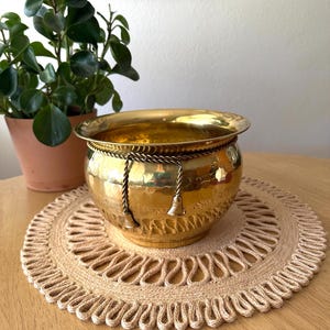 Hammered Brass Planter Gold Plant Pot Brass Table Decor Home Accessories