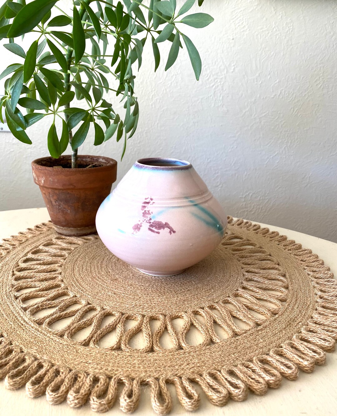 Pink Pottery Vase Ceramic Flower Vase Tea Party Table Etsy