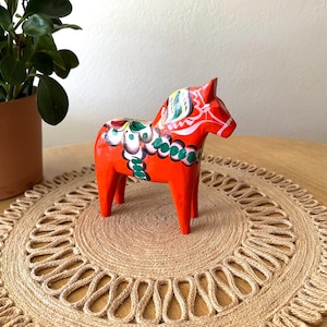 Red Dala Horse Figure Swedish Horse Figure Wooden Horse Gift for Her