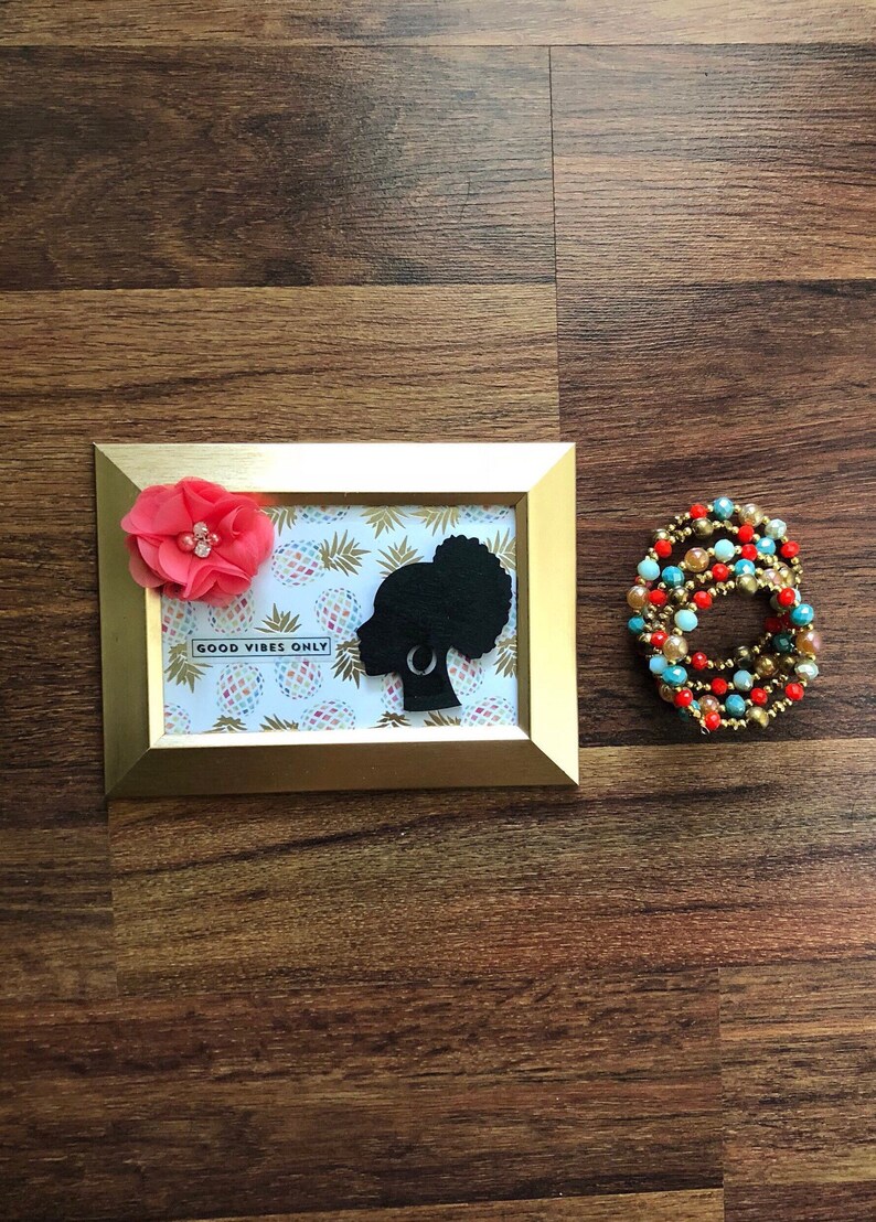 0060PFB Good Vibes Only encouragement for women gifts for her natural hair gifts for bridesmaids picture frame beaded bracelet