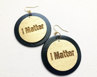 Wooden Hoop Earrings with Quote I Black Owned Shops | I Matter