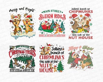Chip And Dale Christmas Png, Merry And Bright Christmas Png, Chipmunks Christmas Png, Dis-Ney Christmas Png, Chip And Dale Main Street