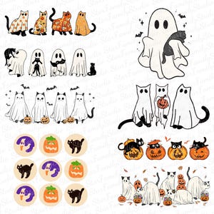 Сute Ghost Cat Bundle Png, Ghost Cat Png, Cat Lovers, Halloween Cat Png, ,Spooky Season, Funny Cat Ghost, Digital Download
