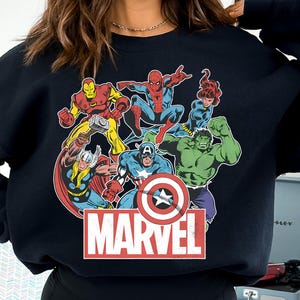Marvel Avengers Team Retro Comic Vintage Graphic Png, Disneyland Family Matching Png, Magic Kingdom Png, WDW Epcot Theme Park Png