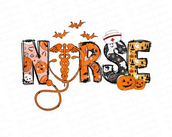PNG di Halloween per infermiere, PNG di Halloween, PNG infermiere, Design per maglietta di Halloween, PNG spettrale, PNG zucca, Design a sublimazione, PNG di Halloween 2025