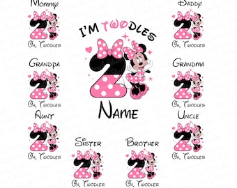Minnie Mouse 2do cumpleaños Png, Soy dos ratones Png, Ratón dos Png, Ratón Svg, Cabeza de ratón Svg, Fiesta de ratón Png, Cumpleaños de ratón Svg, Soy dos Svg