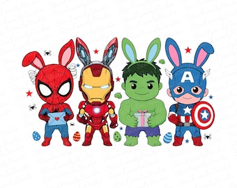 Avengers Superhero Easter Png, Spiderman Iron Man Easter Png, Superhero Bunny Png, Happy Easter Boys Png, Avengers Easter Png