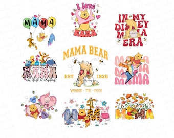 Mama Bear Png, Bundle Winnie Mama Png, Winnie The Pooh Mama Png, Png For Sublimation, Mother's Day Png, Mom Png, Mama Png, Only Png