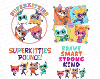 Super Kitties Png, Super Cat T-Shirt Design, Kitties Png, Cute Fantastic cat, Super Kittie Buddy,Bitsy Ginny Sparks Hero Png