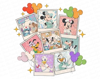 Funny Disney Nurse Characters Photos Png, Mickey Minnie Stitch Dog Baymax Nurse Png, Happy Nurse's Day, Nurse Life Png, Nursing School Gift