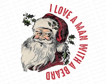 Op de afbeelding: Een illustratie van Sinterklaas met een baard en de tekst "Ik hou van een man met een baard" in een rode cirkel.