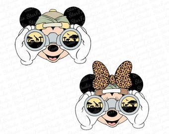 Bundle Safari Mouse Couple Svg, Family Safari Trip Svg, Matching Family Couple Svg, Safari Bandana, Safari Hats, Png Files For Sublimation