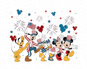 Maus und Freunde 4. Juli Est 1776 Png, amerikanische Freiheit, glücklicher 4. Juli, Rot, weiß und blau, Familienurlaub 2025