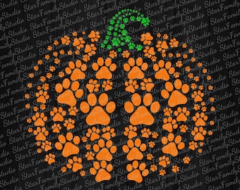 Paws Dog and Cat Pumpkin Svg, Paws Dog Pumpkin Svg, Halloween Fall Pumpkin SVG, Thanksgiving Gift, Dog Halloween Svg, Love Dog Cat Svg