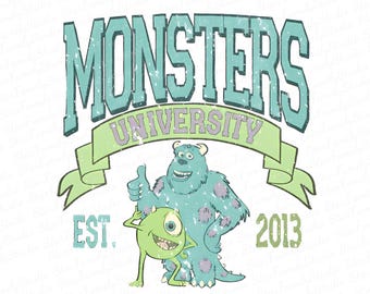 Retro Monsters Svg, Retro Monsters University Png, Monsters University Png, Monsters University Est. 2013, Archivo digital, Diseño de sublimación