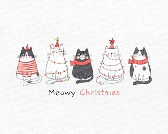 Cute Cat Christmas Svg, Meowy Christmas Png, Christmas Cat Svg, Merry Christmas Png, Cat Lover Svg, Christmas Gift Png, Christmas Cat Mom