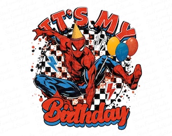 It's My Birthday Cartoon Spider Birthday Boy Shirt Png, Happy Birthday, In My Birthday Era, Funny Spider Hero Birthday Boy Shirt Png