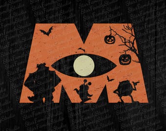 Disney Halloween Monsters Inc Character Silhouette Png, Mike Sulley Boo Png,, Halloween Party Png, Spooky Season Png