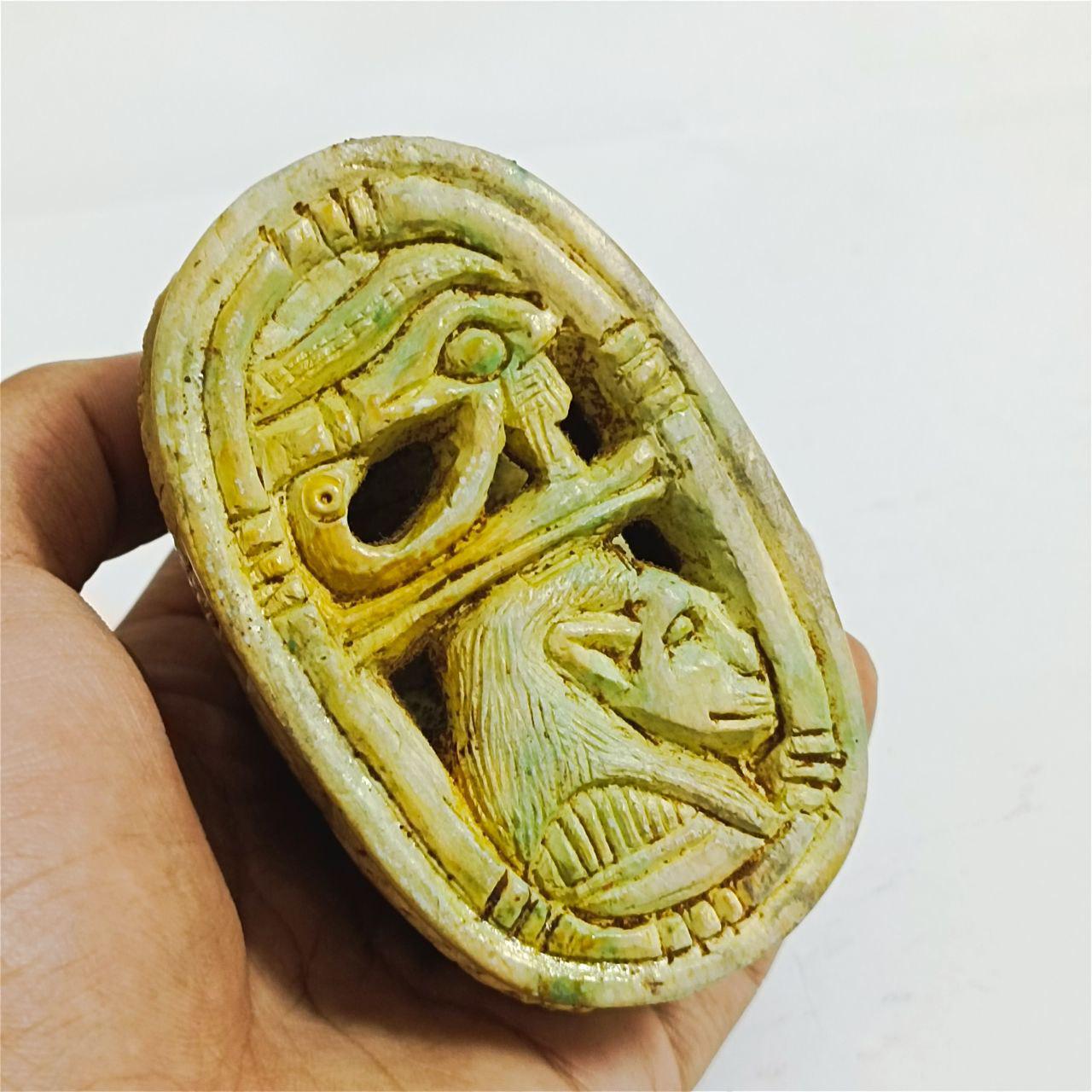 エジプトアンティーク置物スカラベ 手彫りのエジプトのスカラベの置物、アンティークの石の芸術、ユニーク