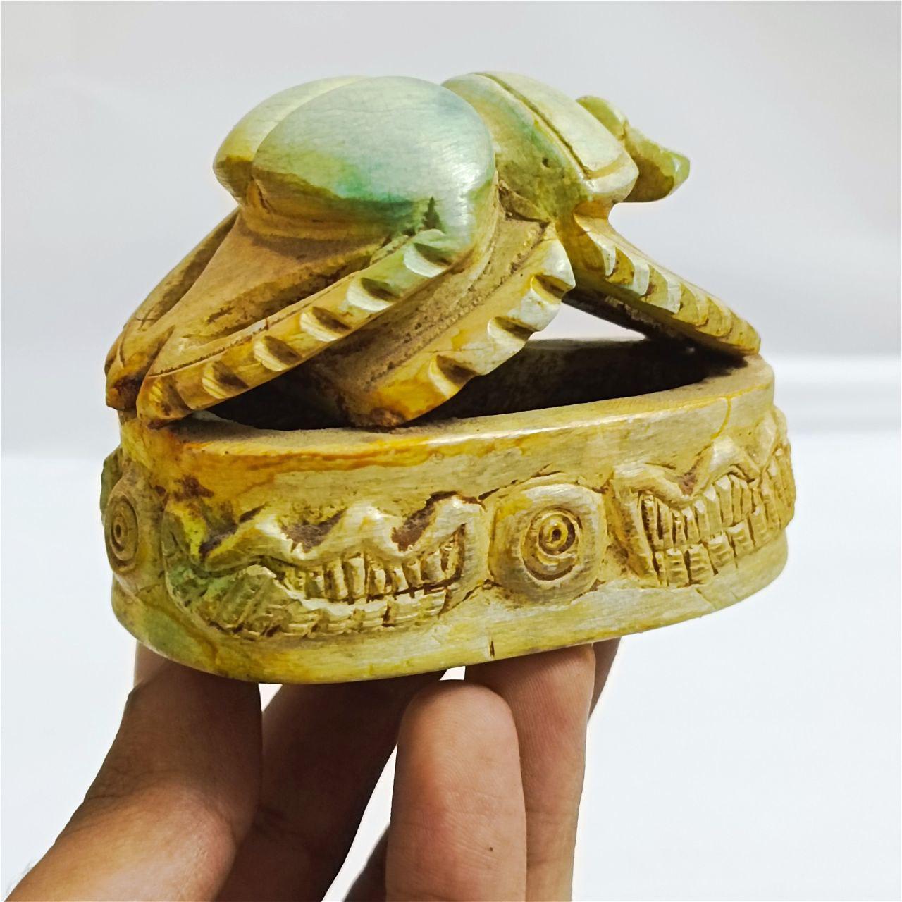 エジプトアンティーク置物スカラベ 手彫りのエジプトのスカラベの置物、アンティークの石の芸術、ユニーク