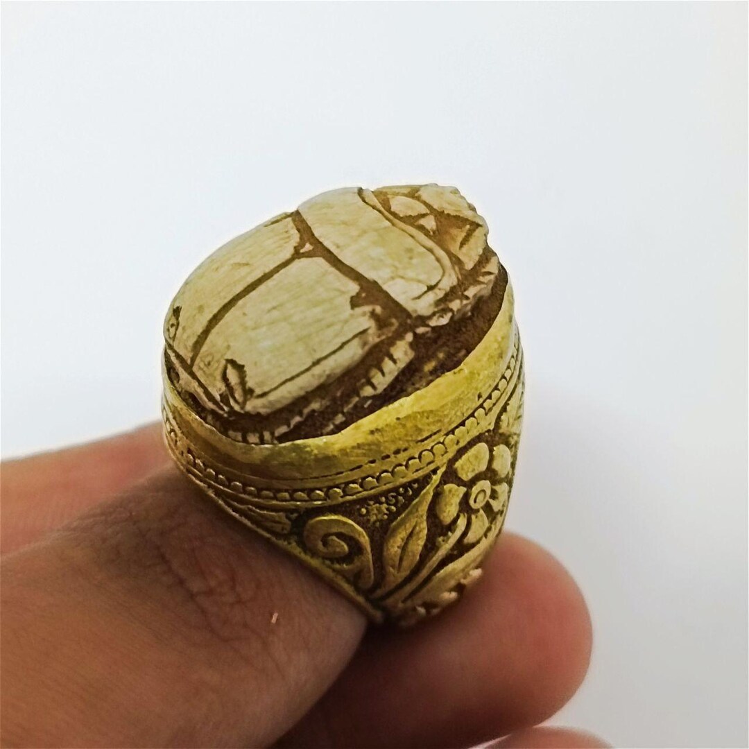 Egyptian Style Scarab Ring – Handcrafted Copper Size 8 – Ancient Look ...