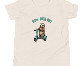Youth Short Sleeve T-Shirt - Sloth on a Scooter