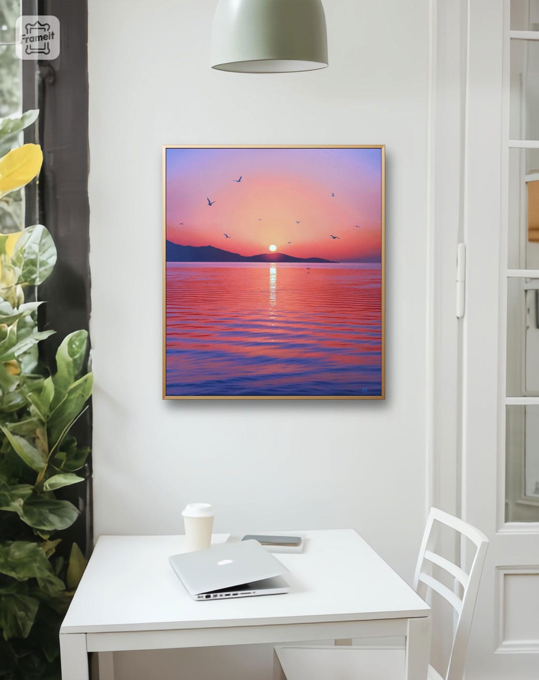Sunset Sea Oil Painting - Seascape Original Painting on Canvas