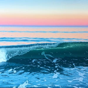 Sea Wave at Sunset - Seascape Original Oil Painting - Ocean Wall Art - Tranquil Sea Artwork, Coastal Decor on Canvas, 23,6x31,5 inches