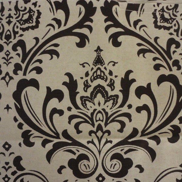 Upholstery Fabric, Dark Chocolate Brown, Oatmeal Baroque