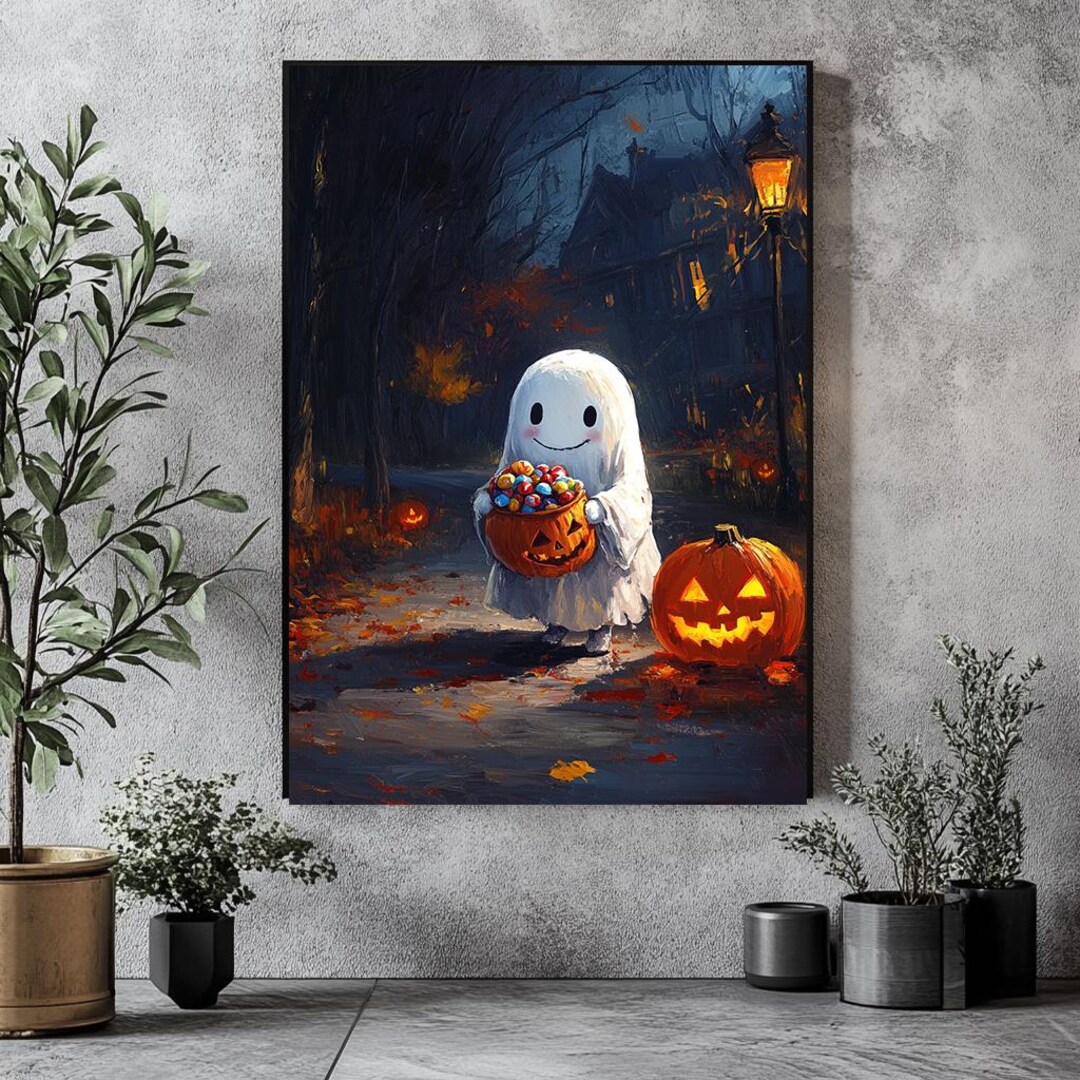 Ghosts Art Print, Halloween Art Print, Halloween Decor, Cute Ghosts in