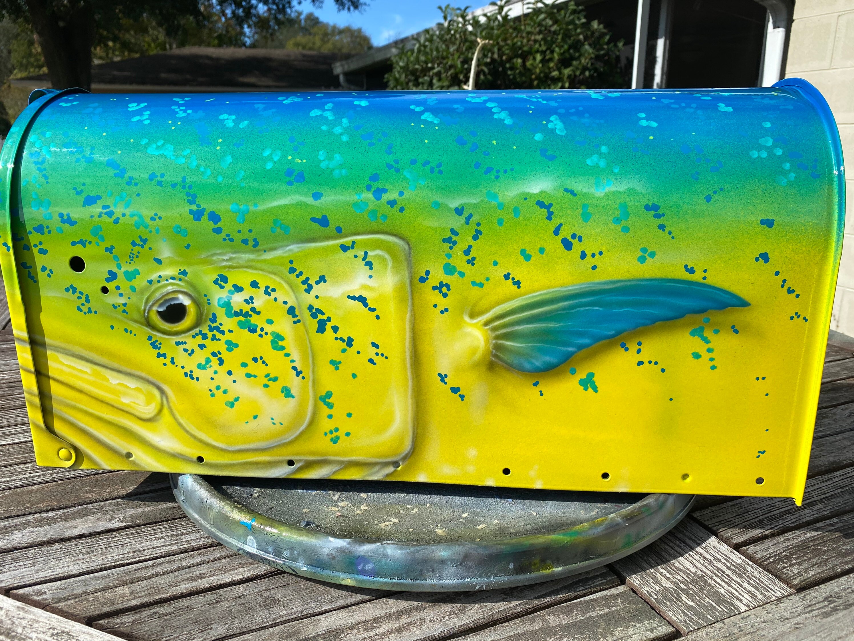 Mahi Mahi Fish Nautical Mailbox Statue Unique Custom Mailbox Outdoor & Gardening Home & Living
