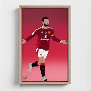 Bruno Fernandes Poster – Minimalist A4 Manchester United Football Wall Art Print, Unframed